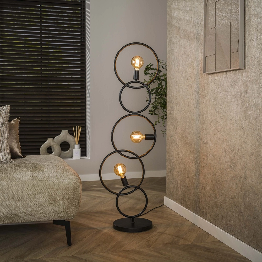 Design-Stehlampe Loop schwarz – 3x E27