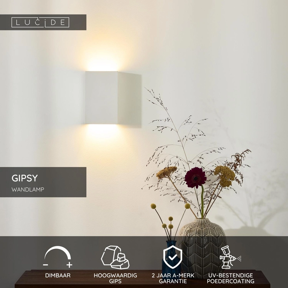 Wandlampe Gipsy Weißes Rechteck Lucide 5411212351500