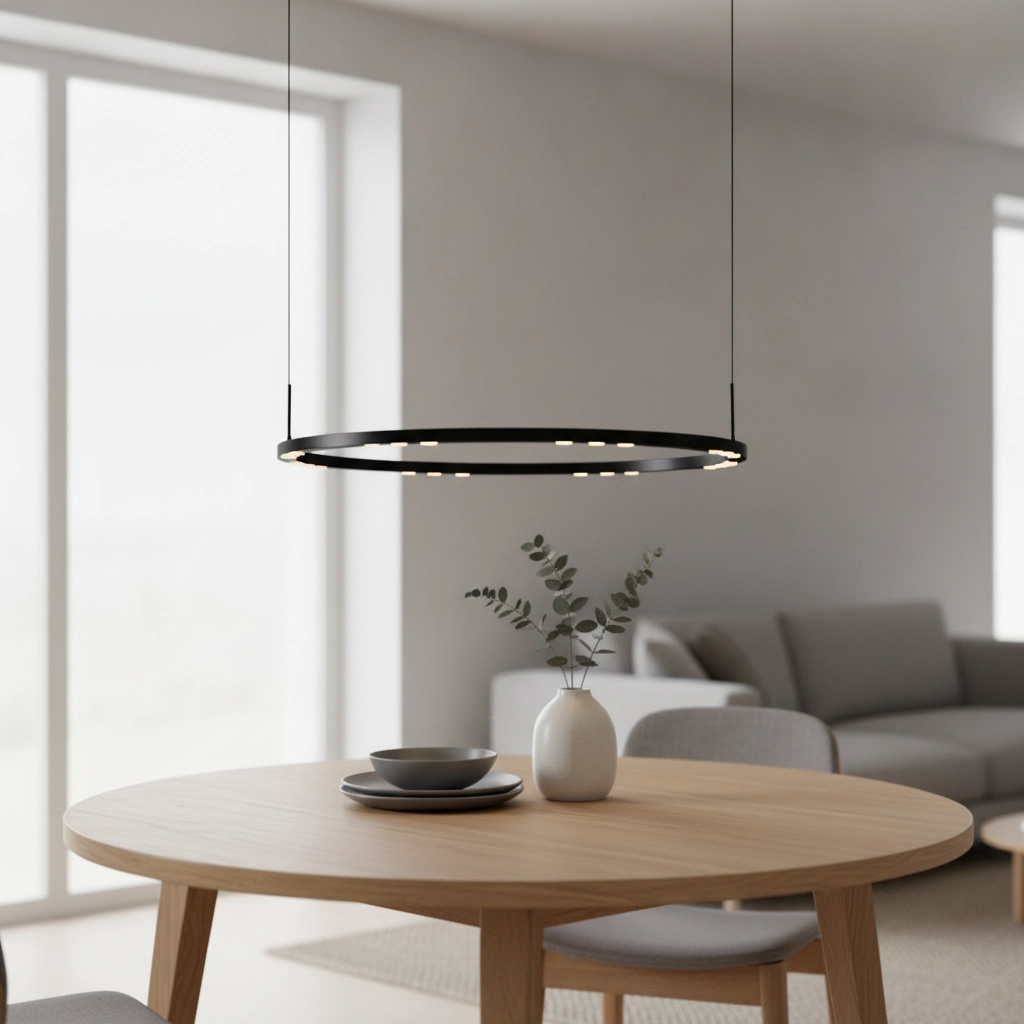 Schlanke Pendelleuchte Lunette schwarz Ø 80cm