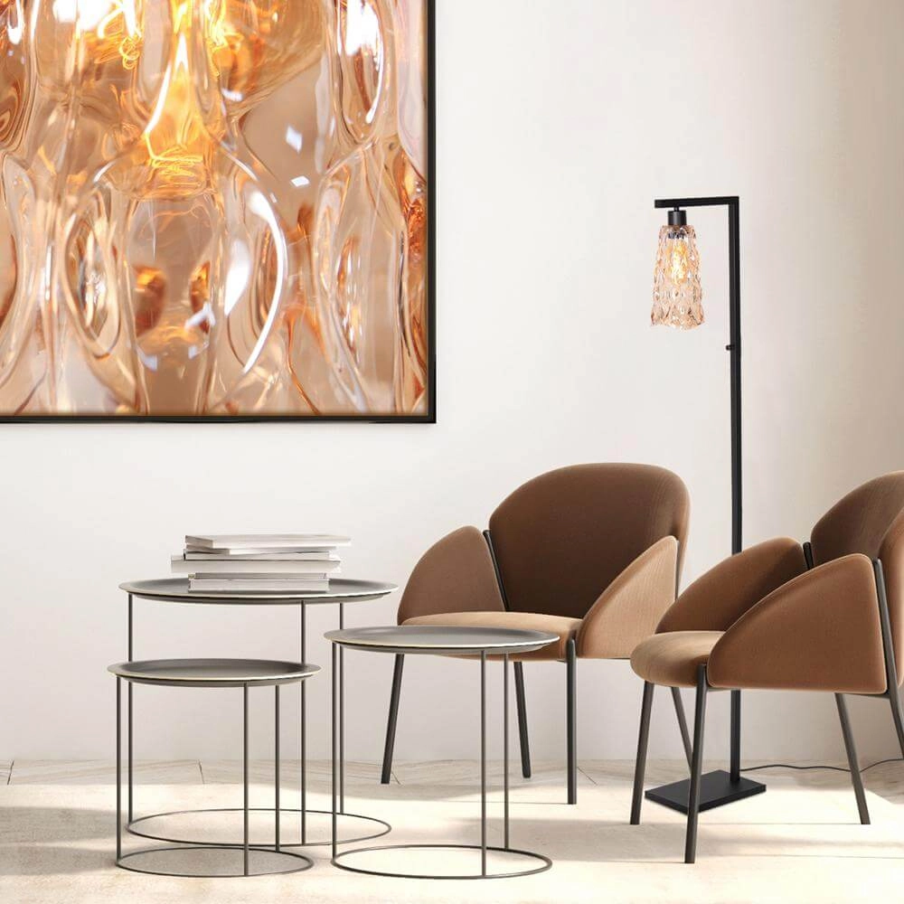 Stehlampe Vidrio schwarz mit Braunglas Steinhauer 8712746173741