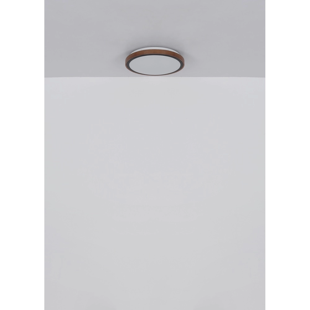 Deckenlampe Bruno Ø 36cm schwarz mit Holz Globo 9007371474592