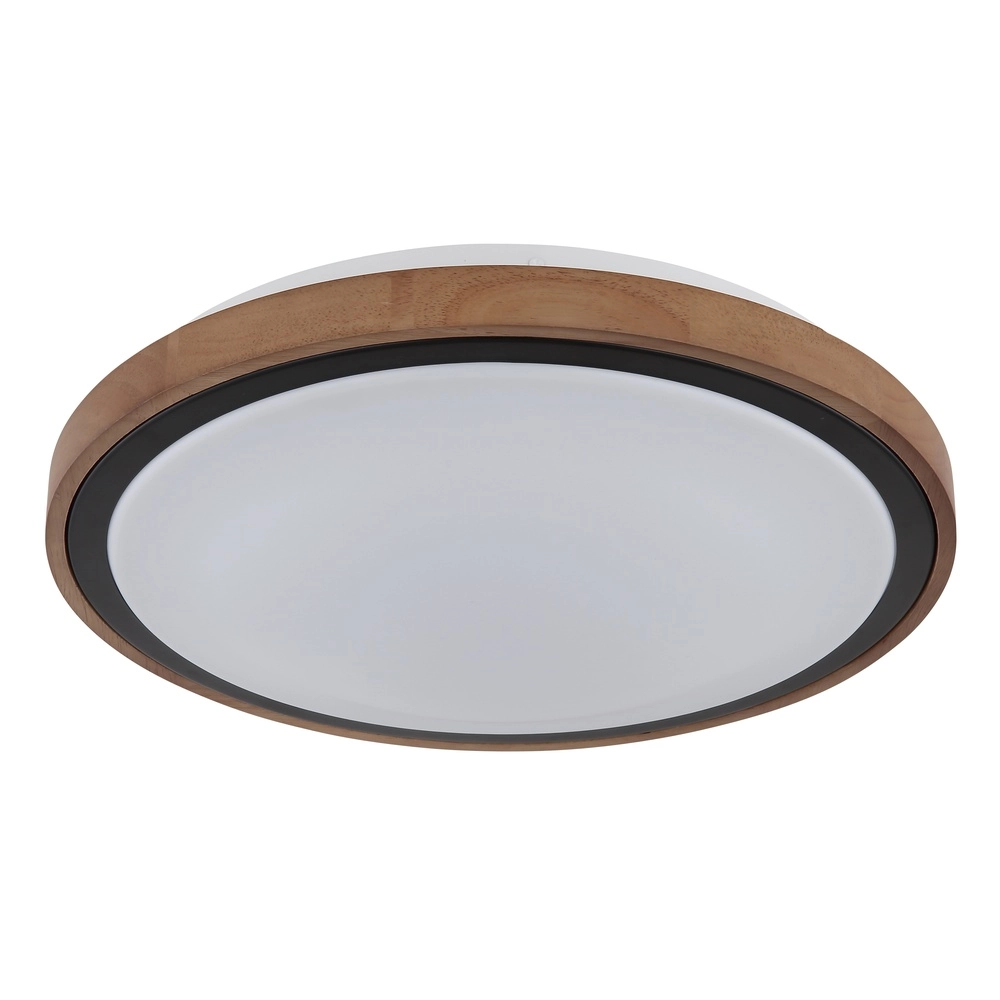 Deckenlampe Bruno Ø 36cm schwarz mit Holz Globo 9007371474592