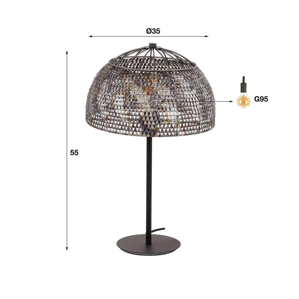 Tischlampe mit maßstabsgetreuem Aussehen Armor Ø 35cm Lyora 8716803512955
