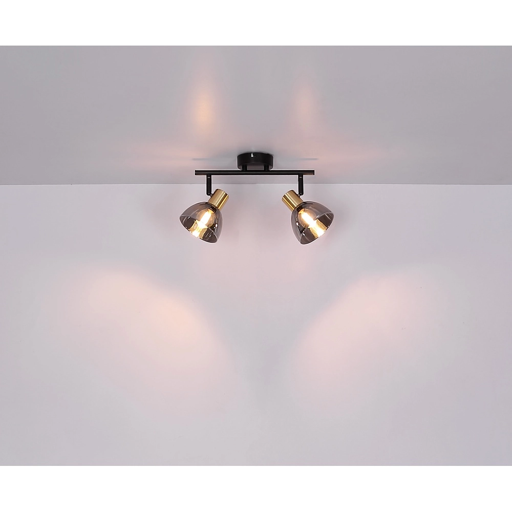 Design-Deckenlampe Jay 2-Licht schwarz mit Rauch Globo 9007371396399