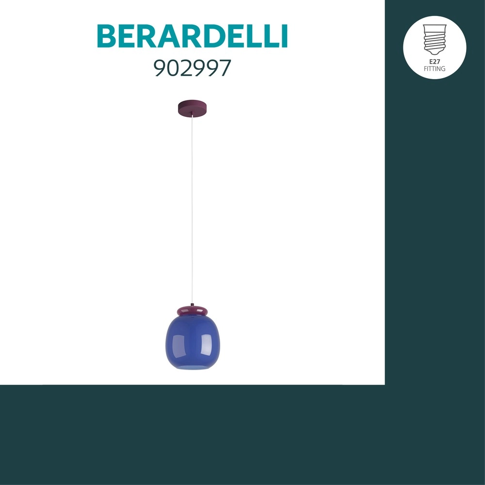Design-Pendellampe Berardelli Blau mit lila Ø 23 cm