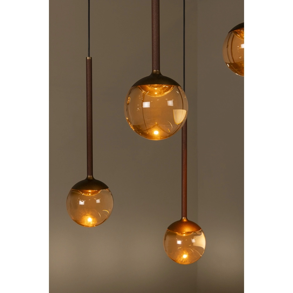 Ovale Pendellampe Calina 12-Licht mit bernsteinfarbenen Kugeln Premium by Lucide 5411212242068