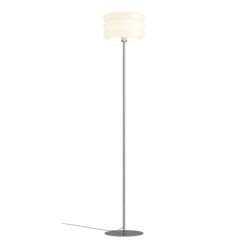 Design-Stehlampe Tortora Chrom mit weißem Ø 30cm