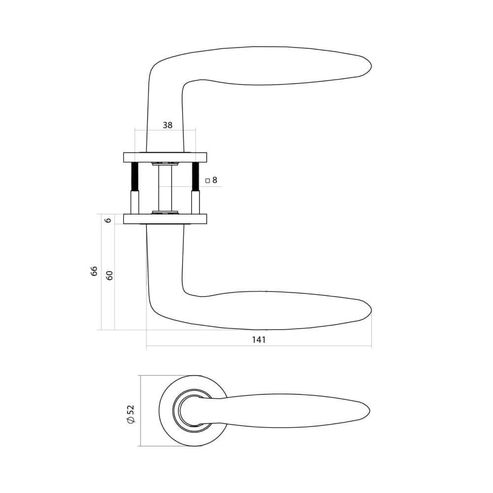 Türklinke Q 03 auf runder Rosette schwarz Intersteel 8714186695203