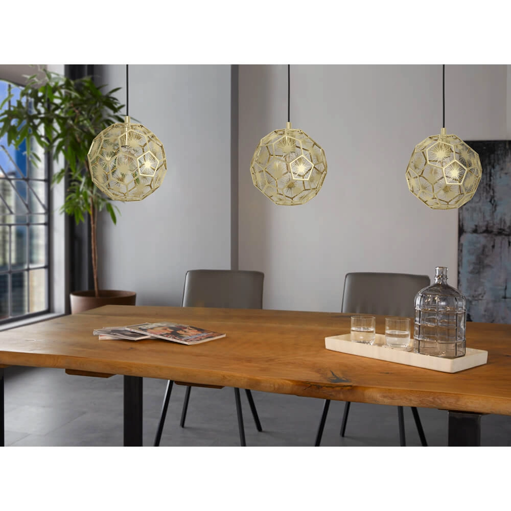 Goldene Hängelampe Skoura Esszimmer - 3-flammig Stars of Light 9002759397579