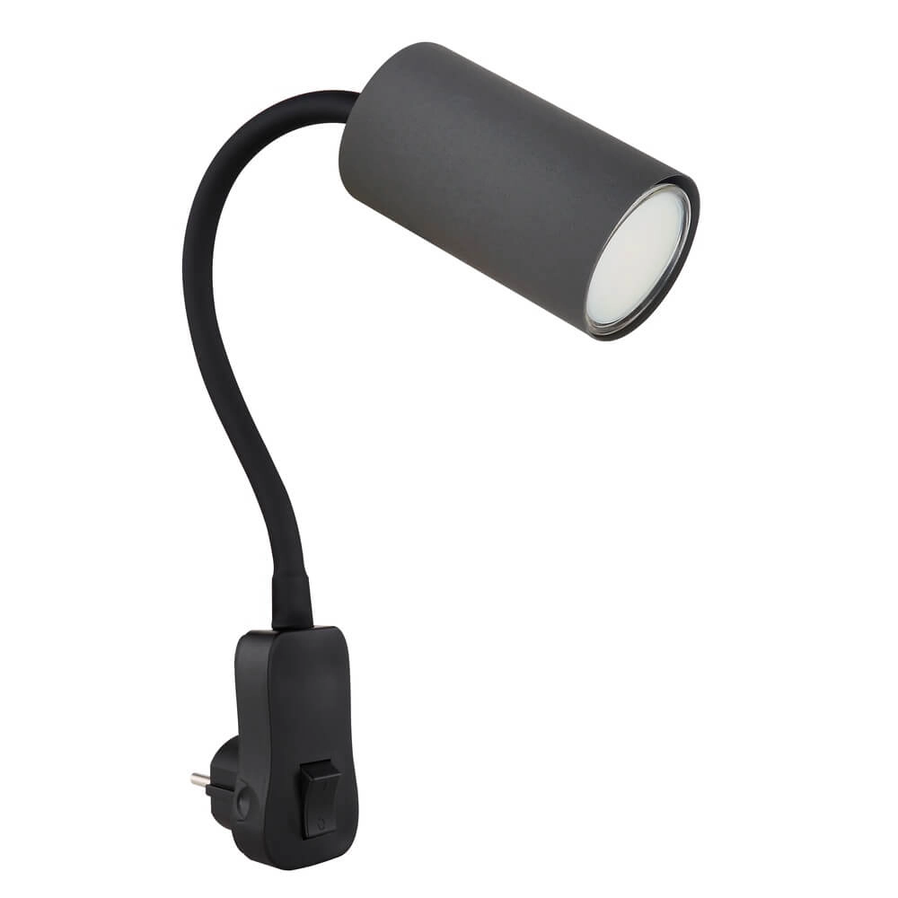 Schwarze Lampe Robby Steckdose mit grau Globo 9007371430932