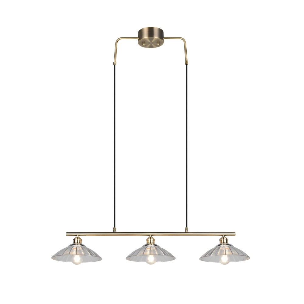 Klassische Pendellampe Eluna 3-Licht alte Messing Trio 4017807682526