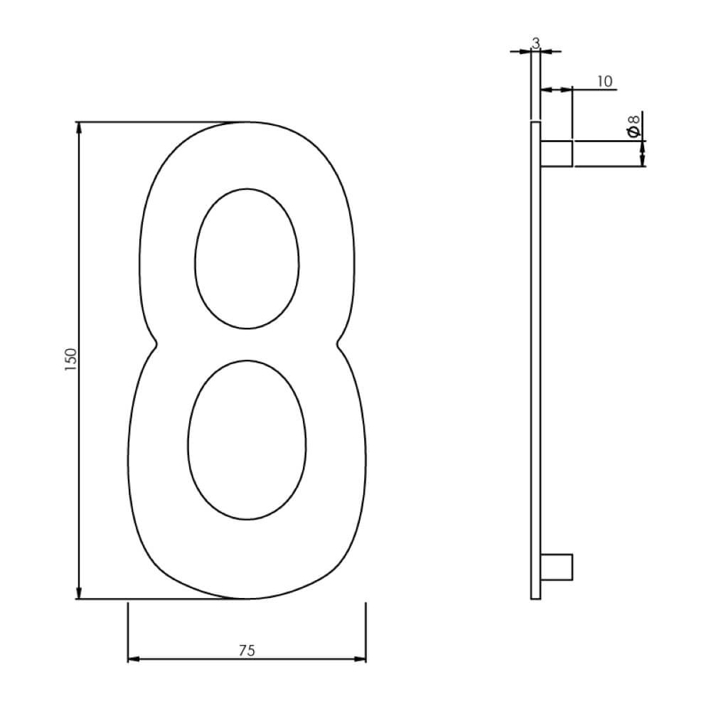 Hausnummer 8 Numbra 15cm Edelstahl Intersteel 8714186058367