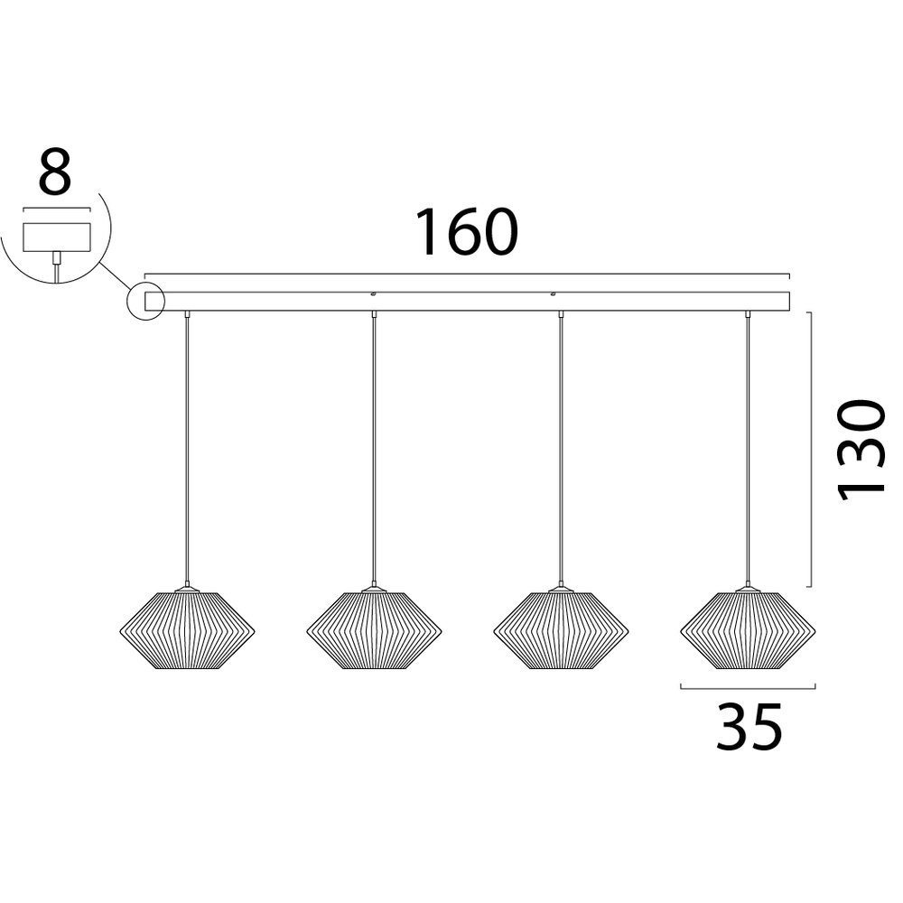 Esstisch-Pendellampe Bicono 4x Ø35 cm Masterlight 8718121352763