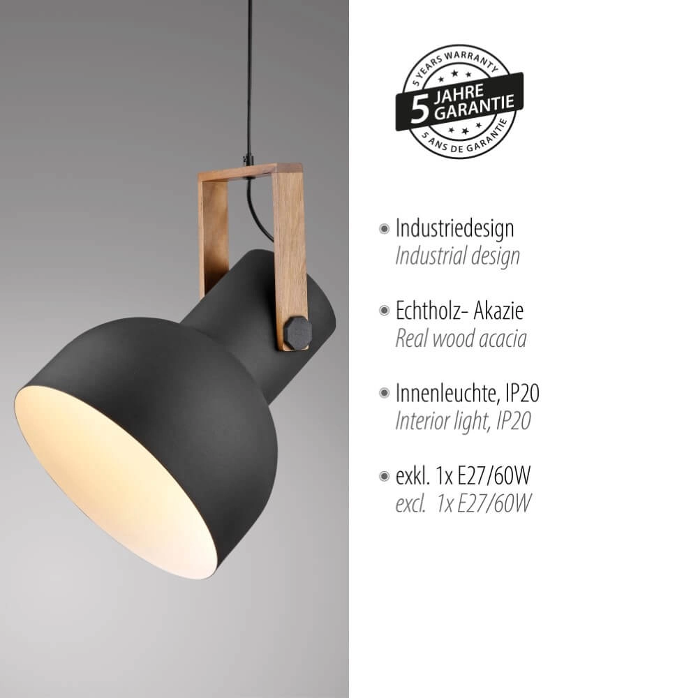 Hängelampe Cup 2.0 1-helles Schwarz Just Light 4043689000714