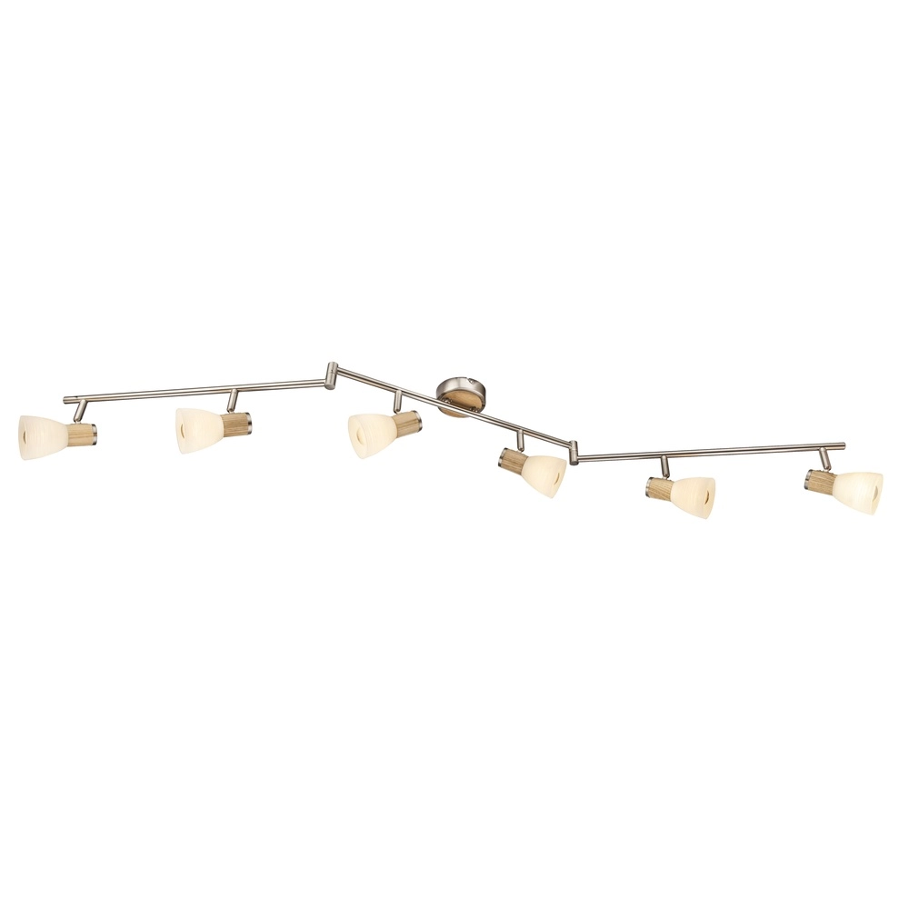 Deckenlampe Gylfi Nickel mit Holz-6-Fenstern