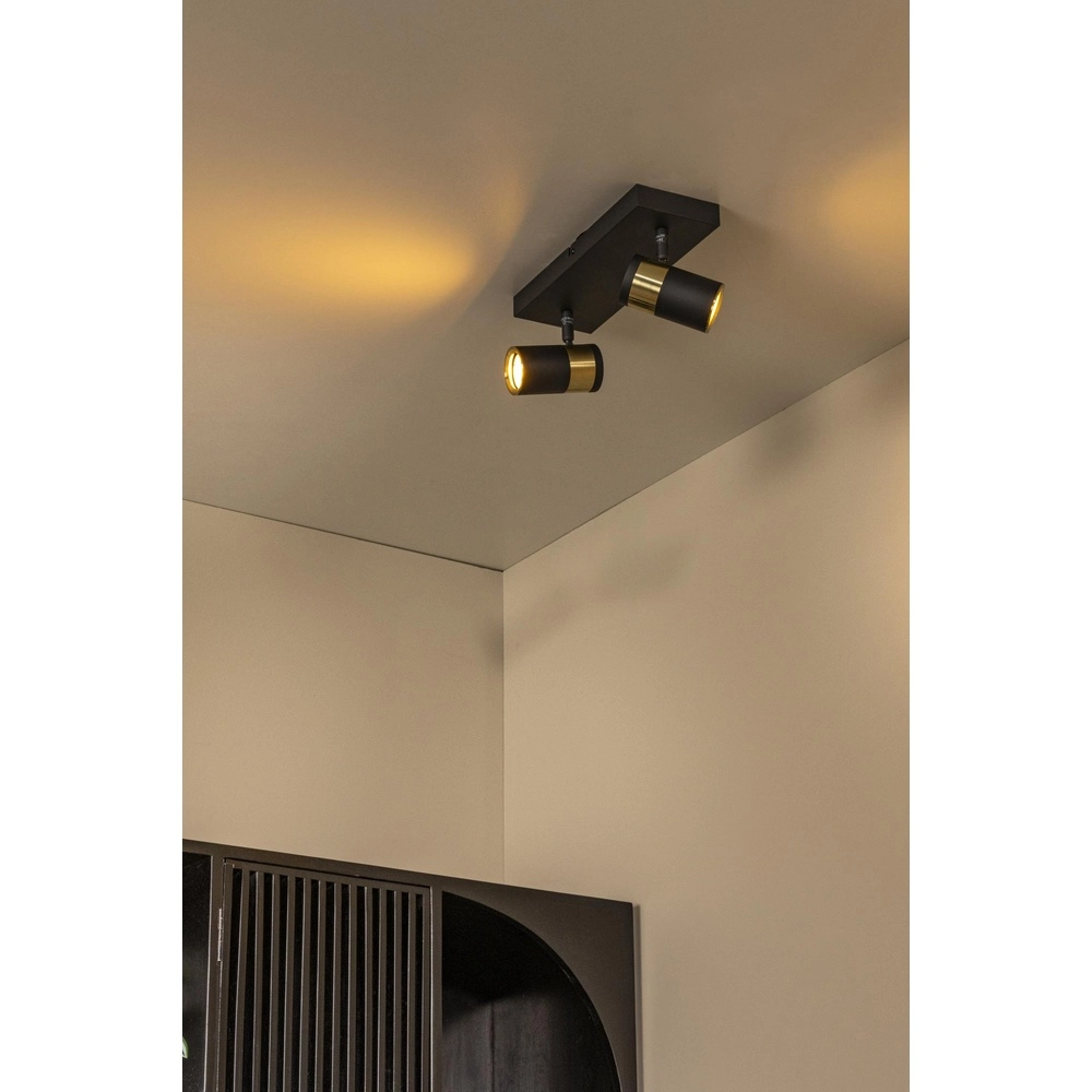 Deckenlampe Gorik 2-hell schwarz mit Gold Lucide 5411212530981