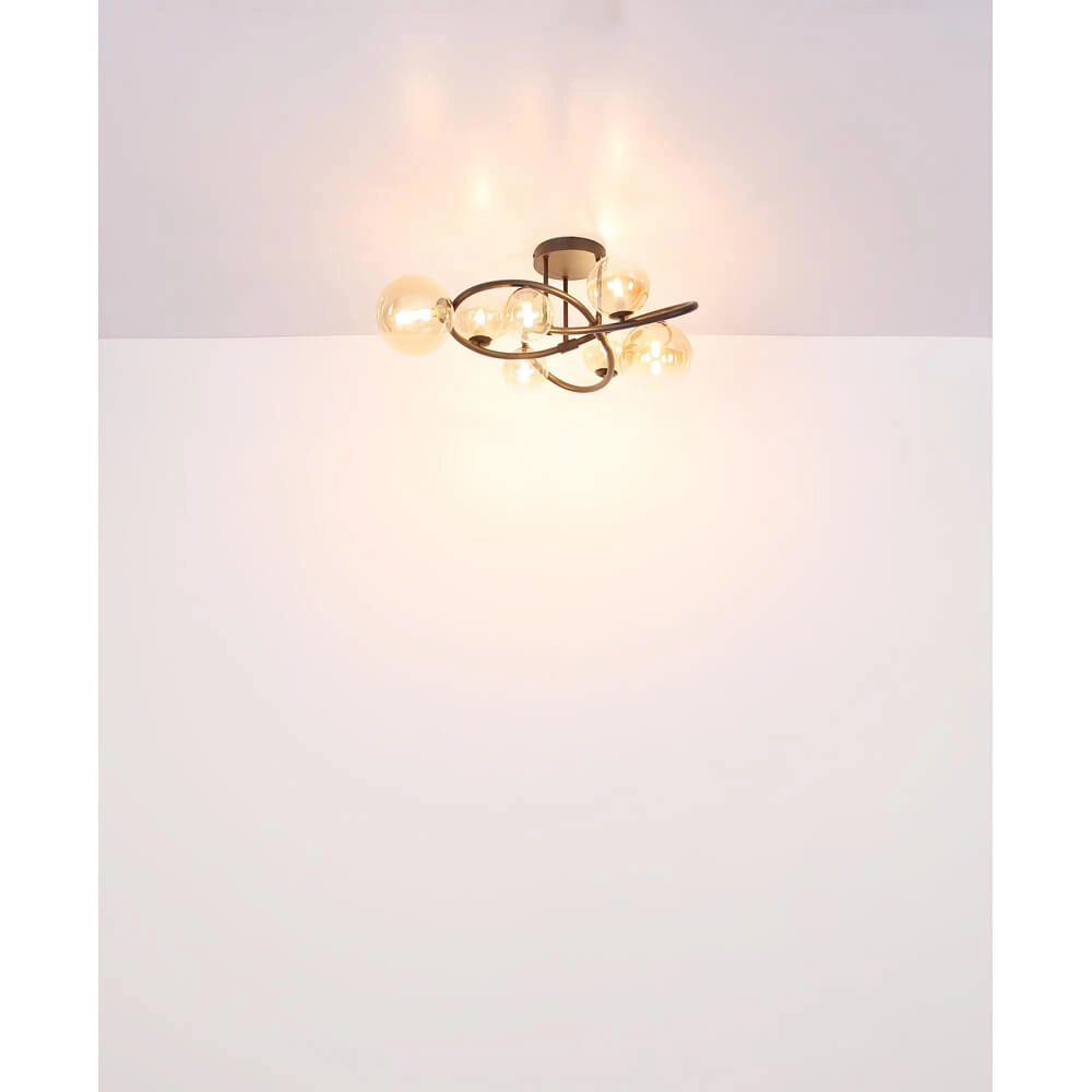 Schwarze Deckenleuchte Tuberius Bauform 7-flammig Globo 9007371446445