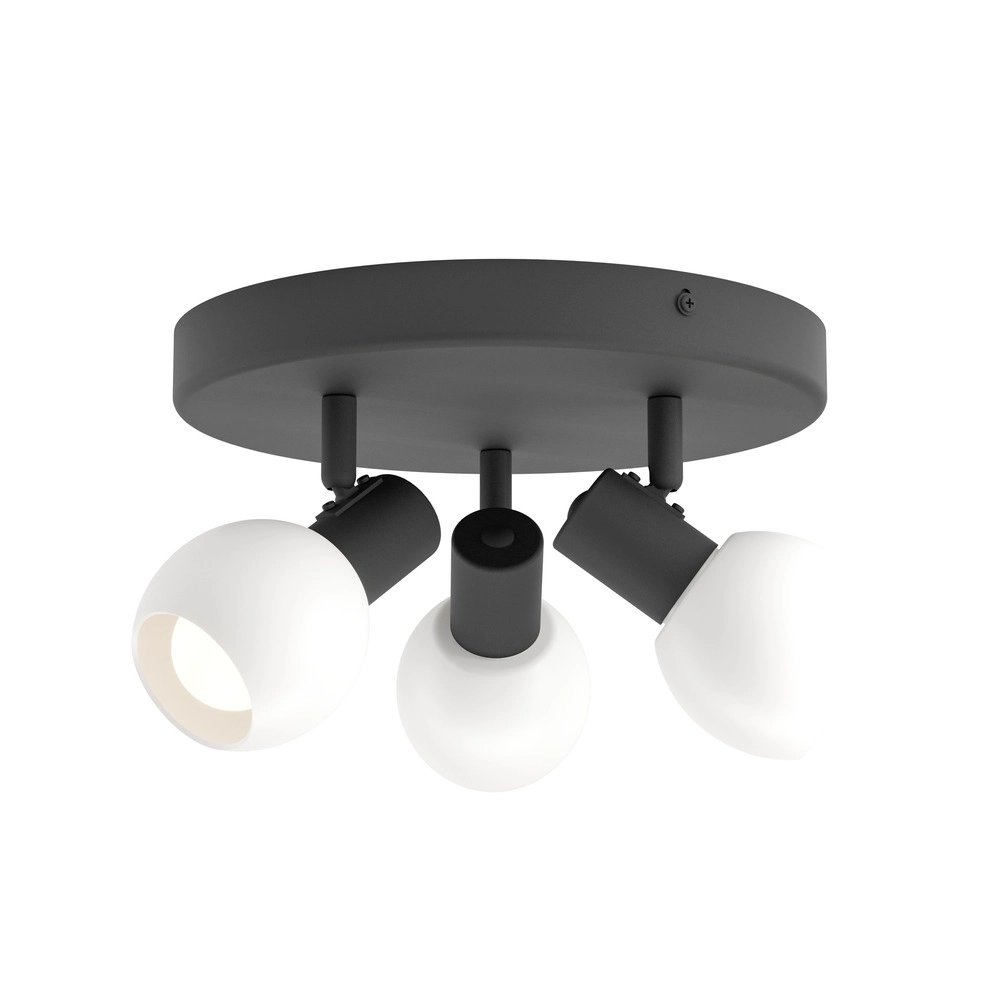 Deckenlampe Castellazo 3-hell schwarz mit Glas Ø 25 cm