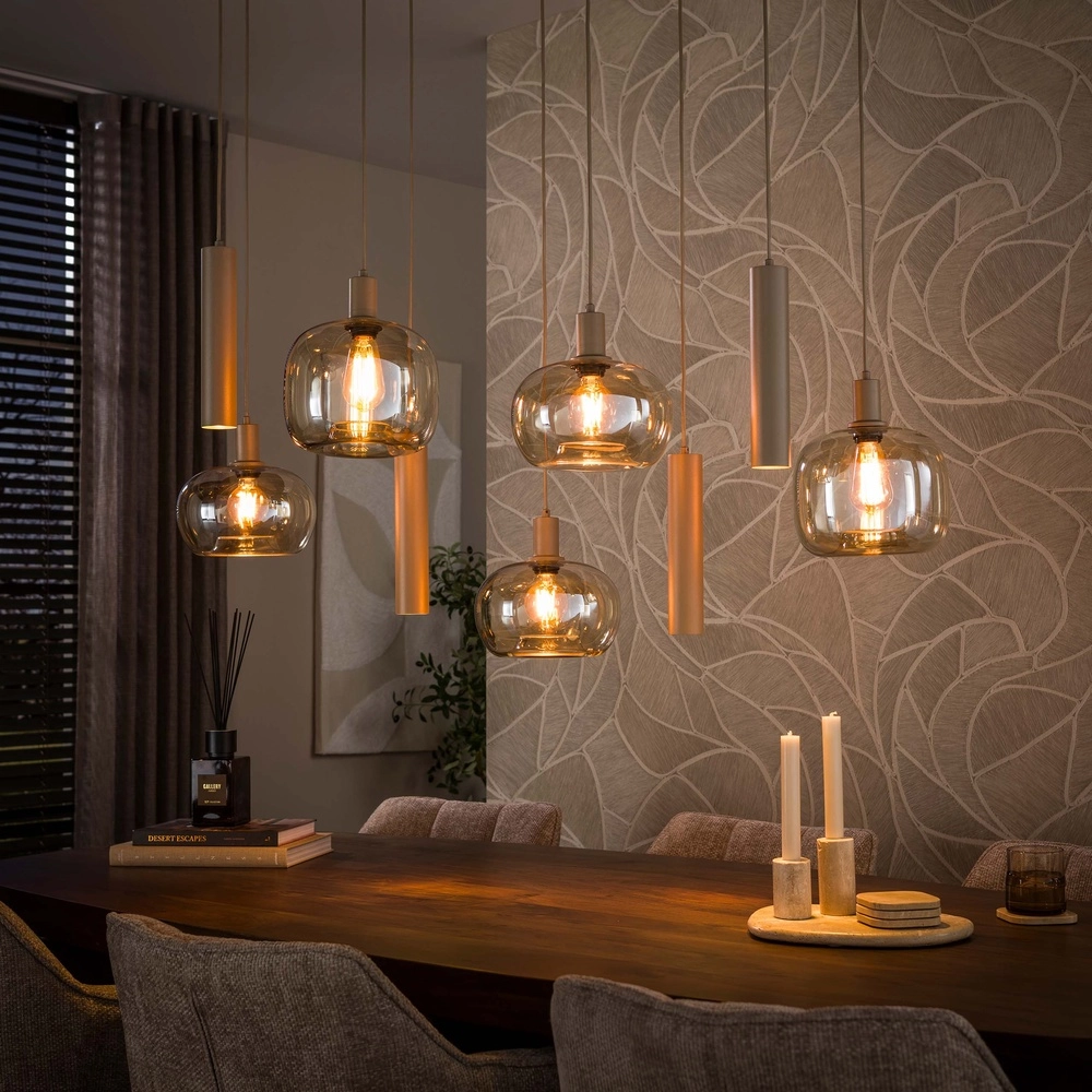 Moderne Pendellampe Serene 9-helles Sandbraun