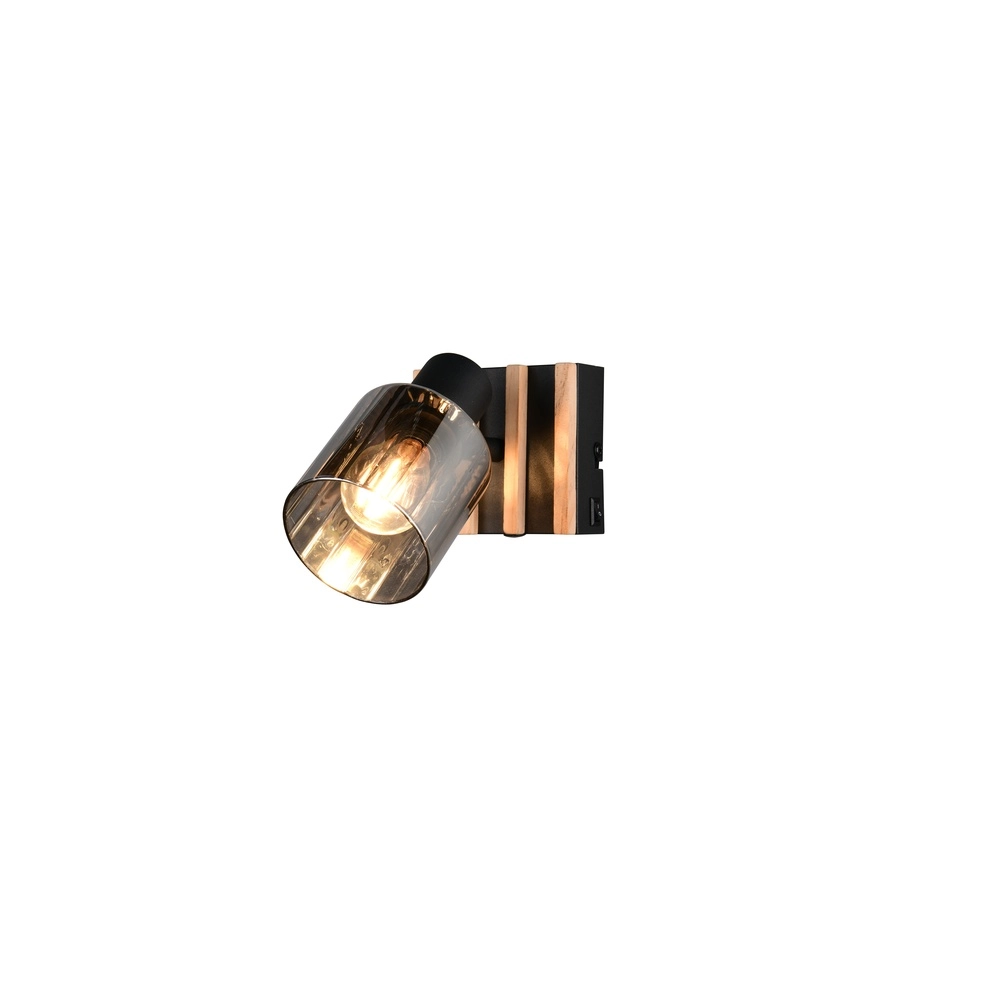 Wandlampe Travia Schwarz mit Holz Trio 4017807682588