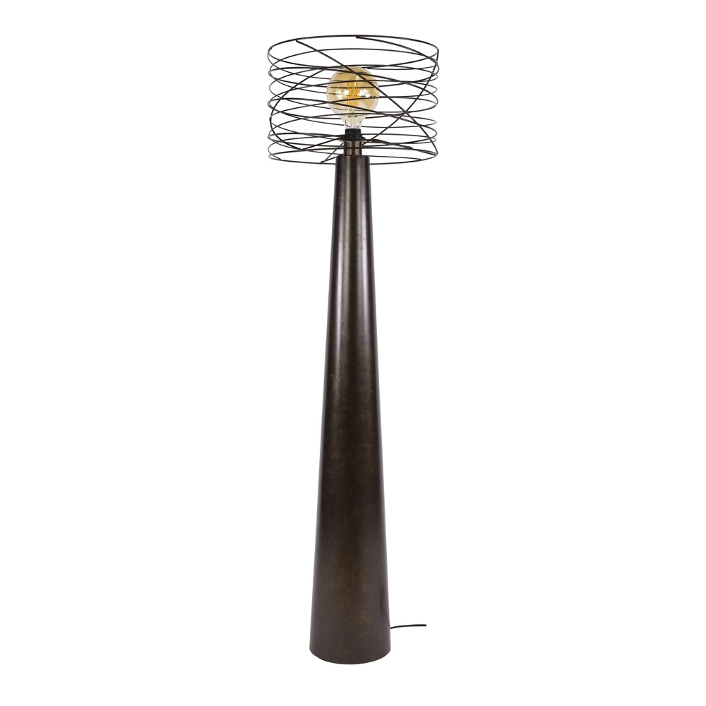 Stadtbraune Stehlampe Curl mit Drahtkappe Lyora 8716803512535