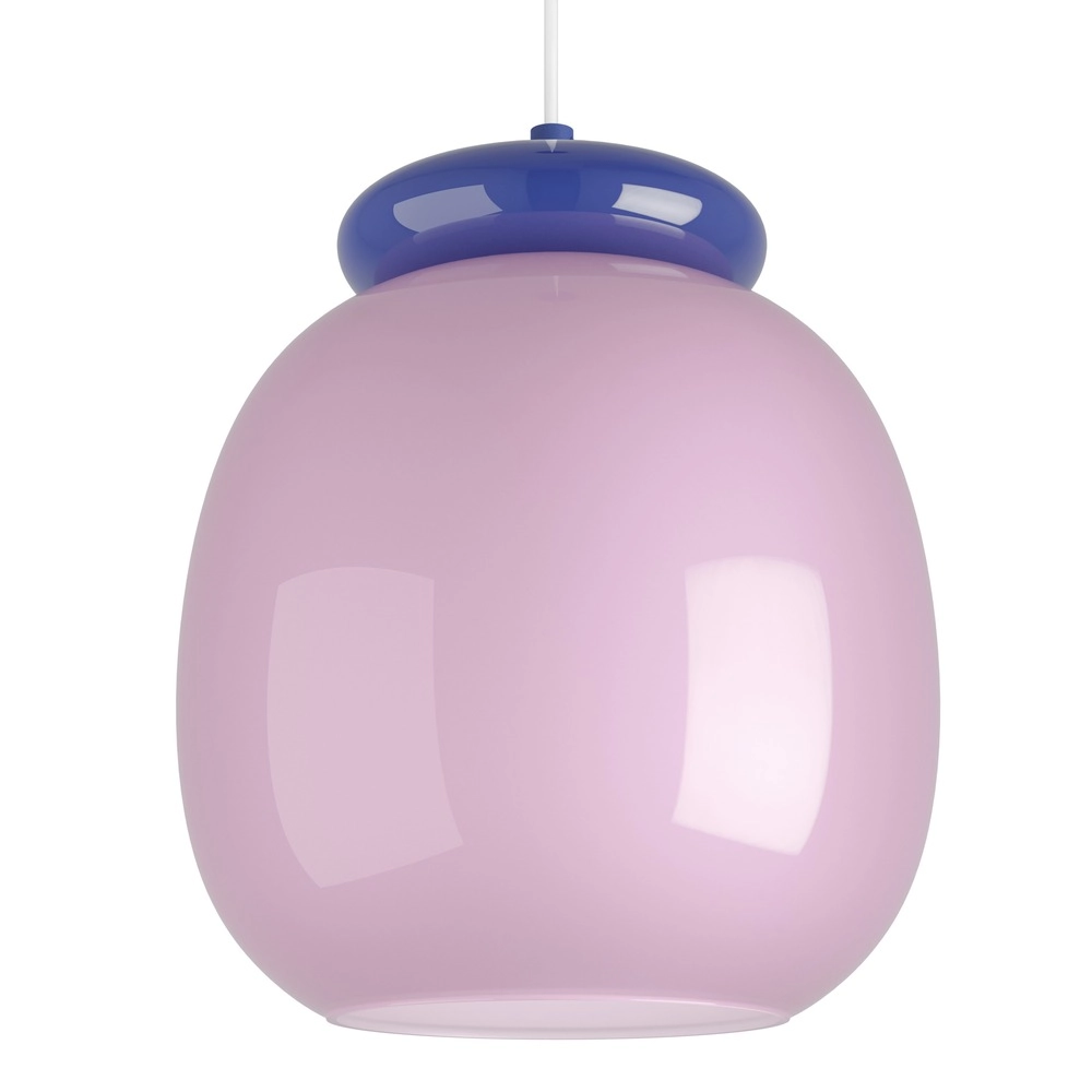 Design-Pendellampe Berardelli Rosa mit blauem Ø 23 cm
