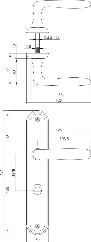 Türklinke Bjorn WC-Verschluss 63/8 nickel matt Intersteel 8714186168042