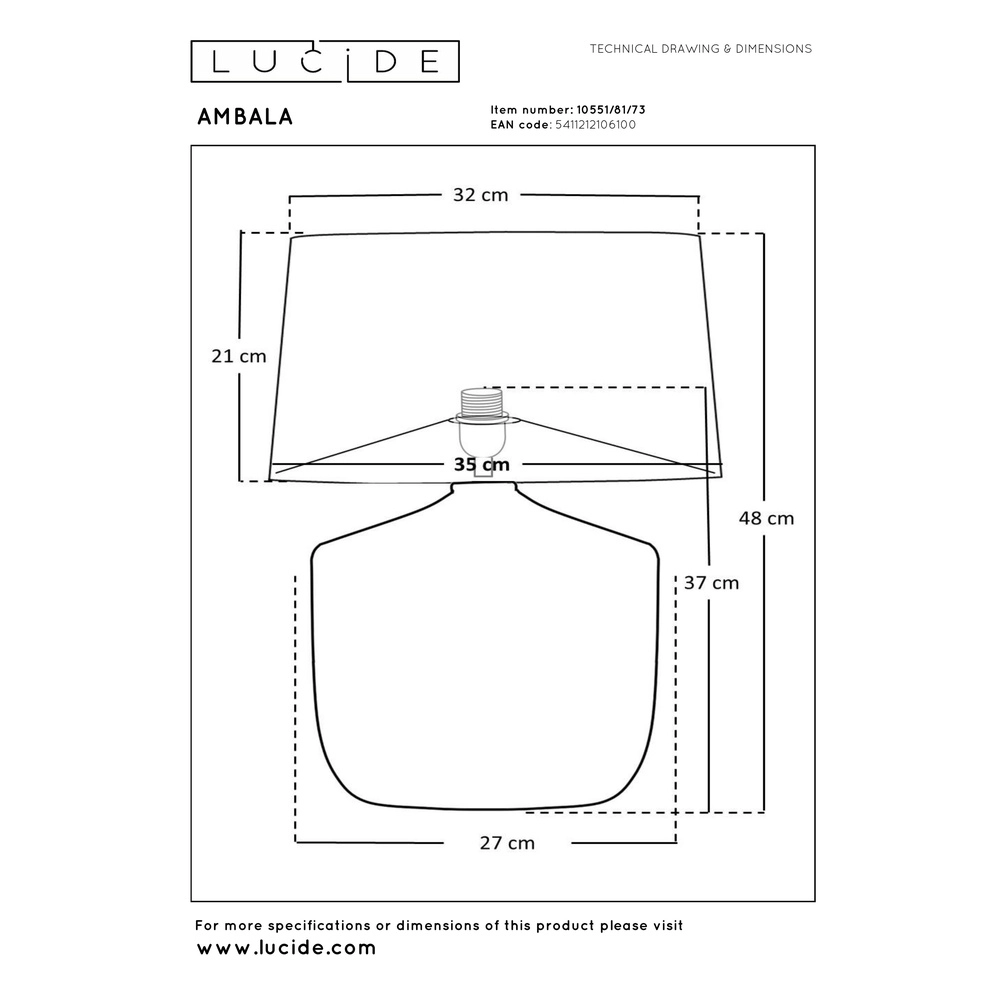 Seegras-Tischlampe Ambala Ø 35cm – braun mit weißem Farbton Premium by Lucide 5411212106100