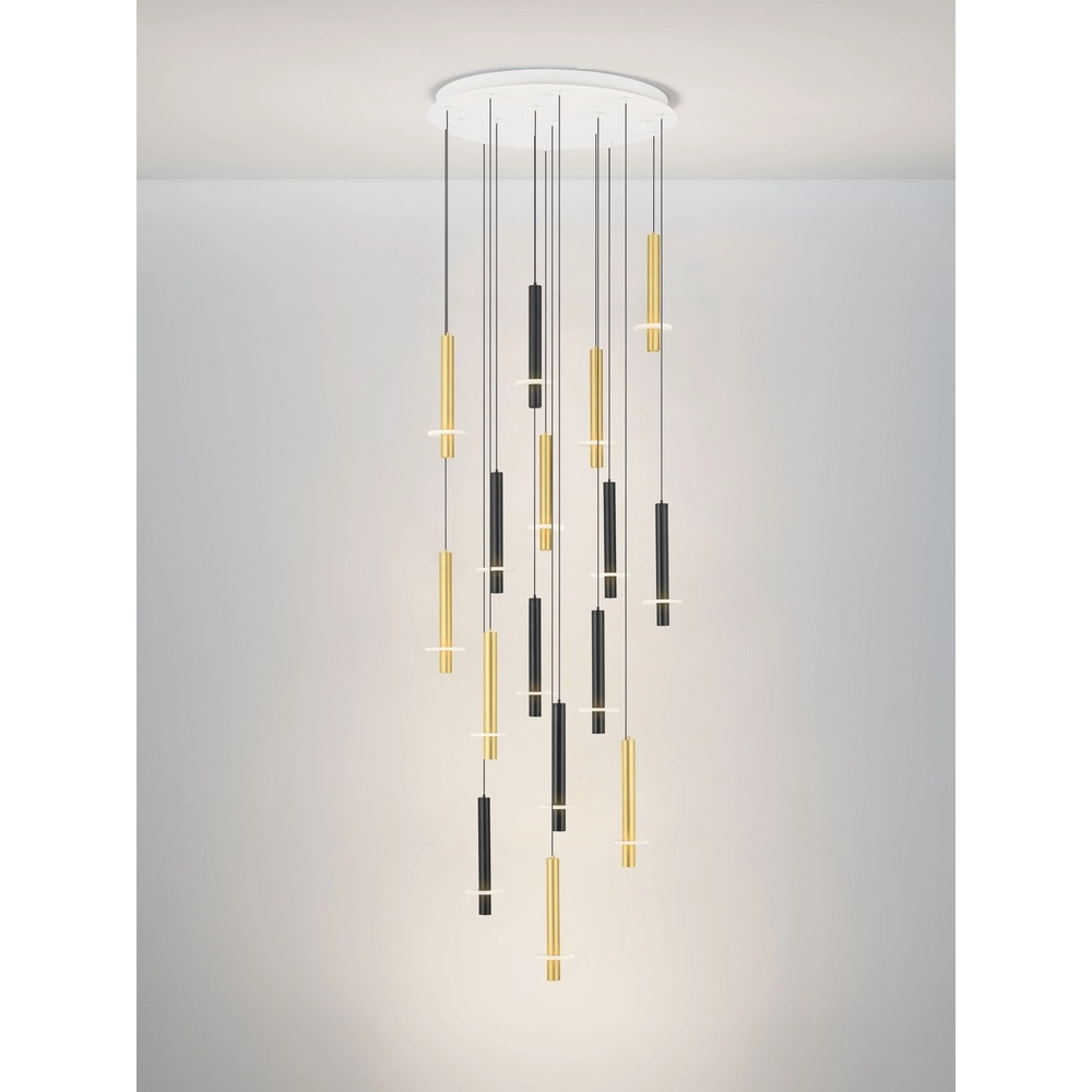 Design-Pendellampe Noemi schwarz mit weiß und gold Ø 72 cm Lyora 5212063503335