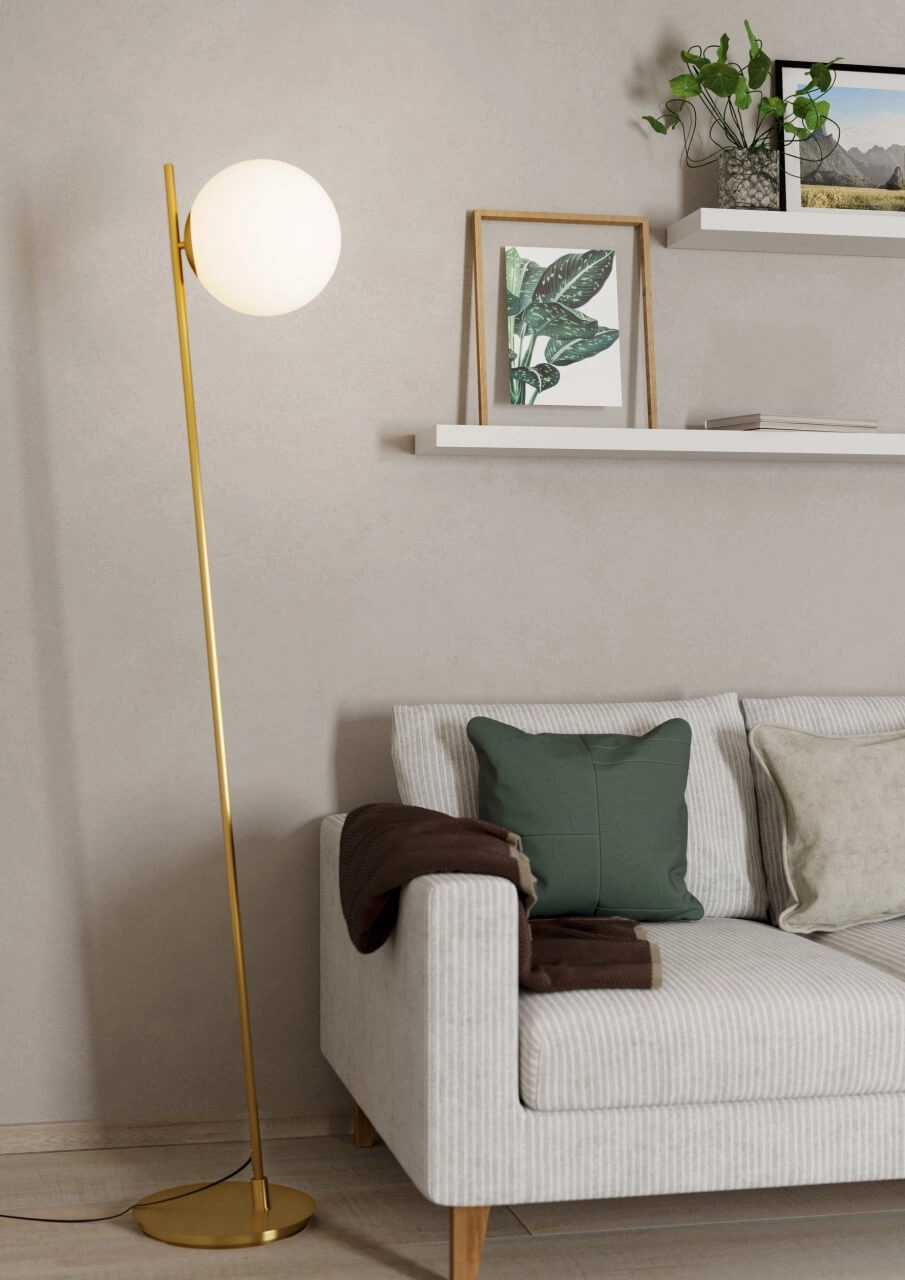 Stehlampe Rondo 4 Gold mit weißer Kugel Eglo 9008606274451