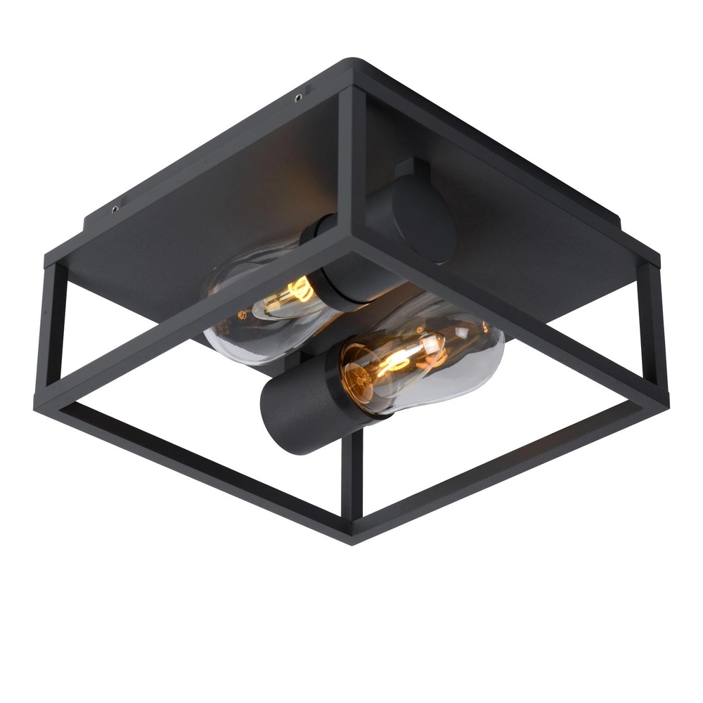 Schwarze Wandlampe Carlyn 2-Licht Badezimmer IP54 Lucide 5411212271709