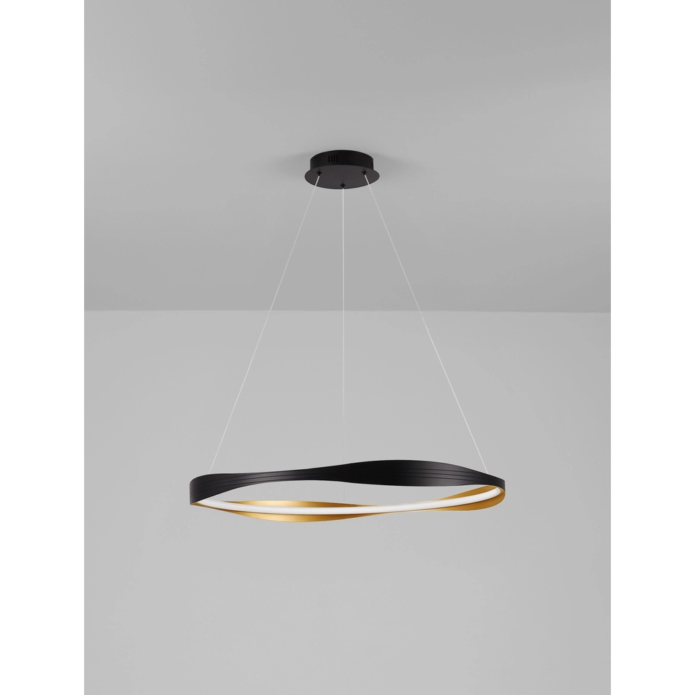Design-Pendelleuchte Dobi Ø 80cm schwarz mit gold Lyora 5212017450043