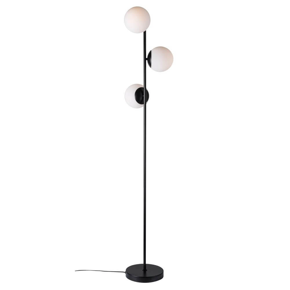 Stehlampe Lilly 3-flammig schwarz mit weißer Kugel Nordlux 5701581459182