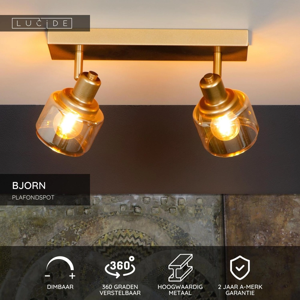 Deckenlampe Bjorn 2-Licht Gold Lucide 5411212771223