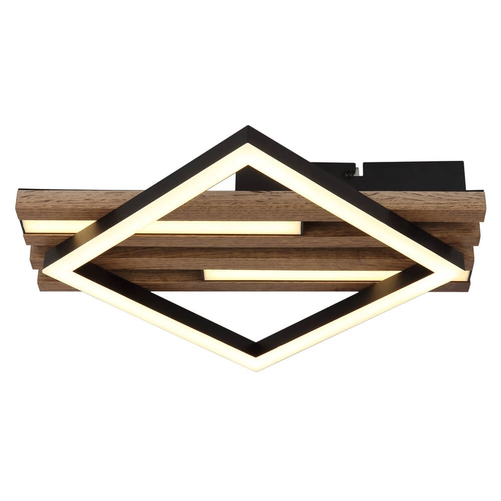 Deckenlampe Obrien schwarz mit Holz einzeln Globo 9007371509300