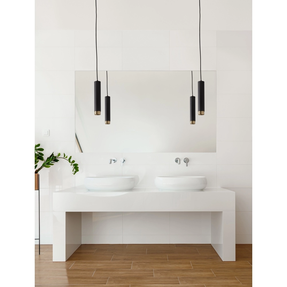 Pendelleuchte Pongo M Single 30cm schwarz mit gold Lyora 5212017430328