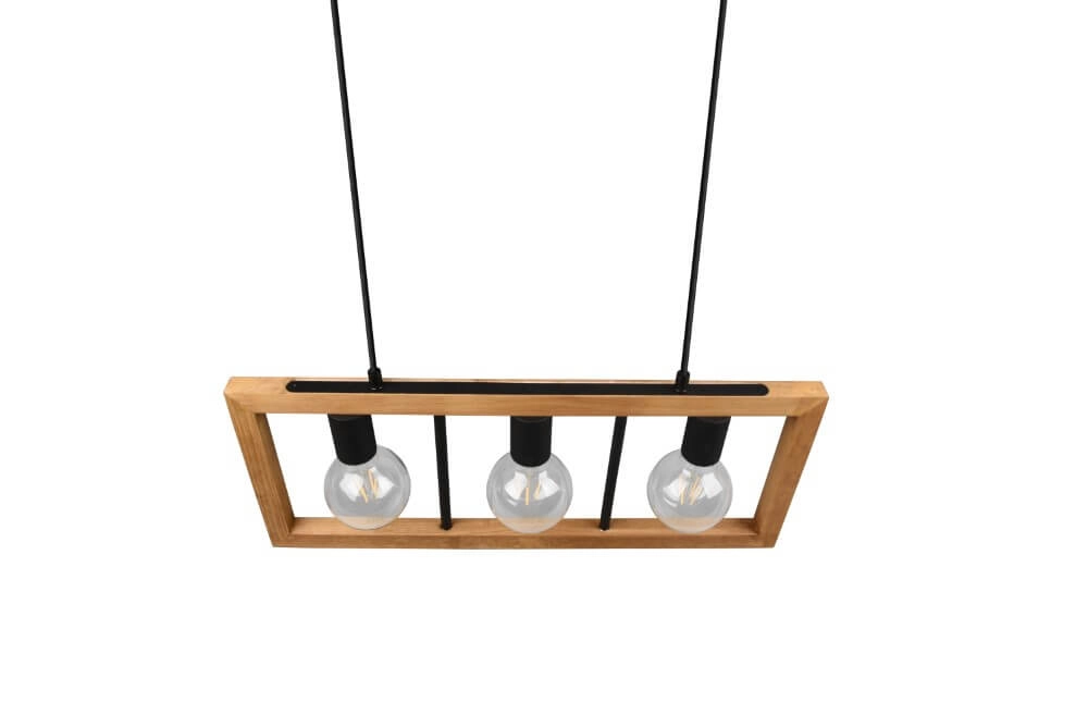 Hängelampe Agra 3-helles Holz mit Schwarz Trio 4017807502855