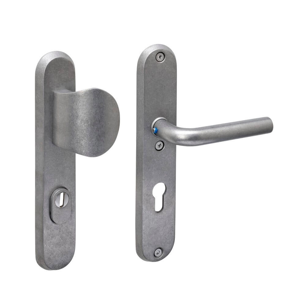 Türbeschläge oval Vurano PC 72mm Edelstahl getrommelt Intersteel 8714186696477