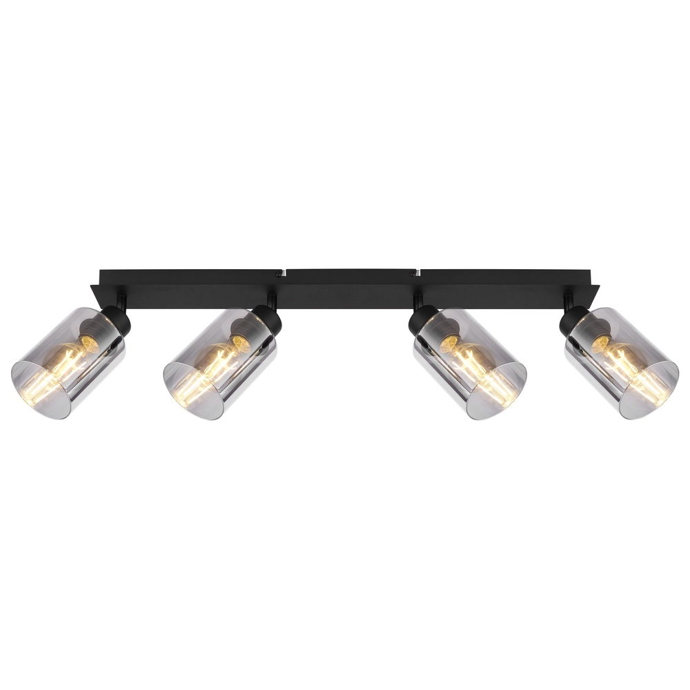 Deckenlampe Hadera 4-Licht Schwarz mit Rauchglas Globo 9007371431229