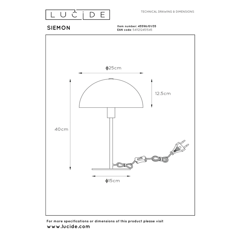 Design-Tischlampe Siemon Blau Lucide 5411212451545