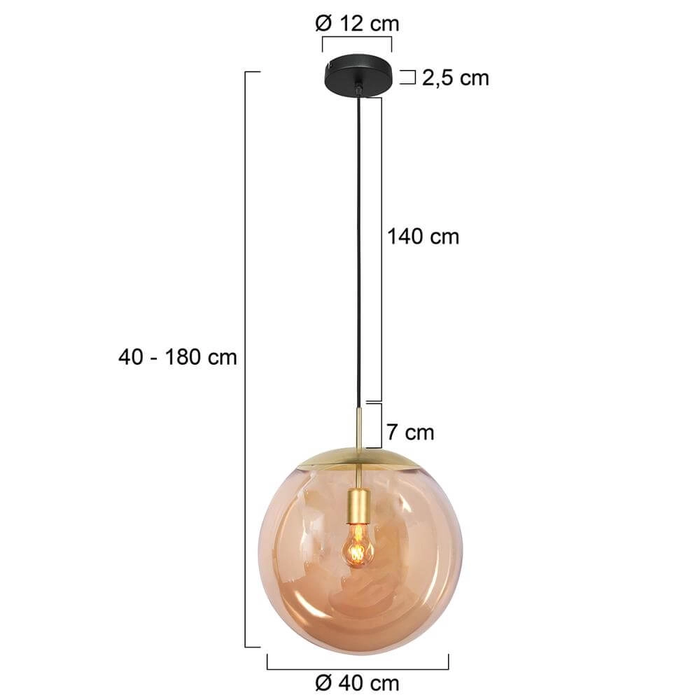 Pendelleuchte Bollique Kugel aus Gold mit Braunglas Steinhauer 8712746177541