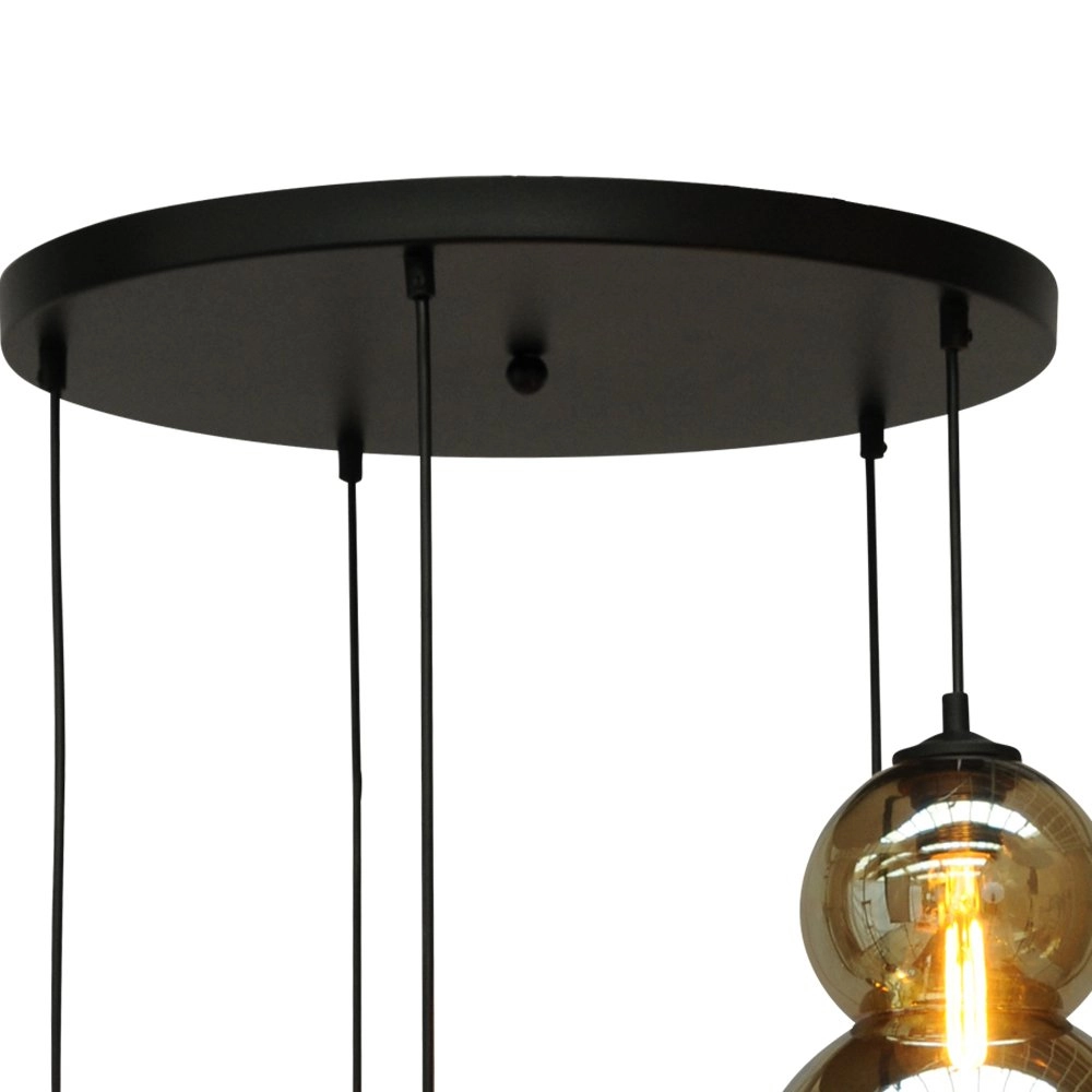 Vide Pendelleuchte Quinto 5 Ø 50 cm 5-Licht schwarz mit Rauchglas Masterlight 8718121216539