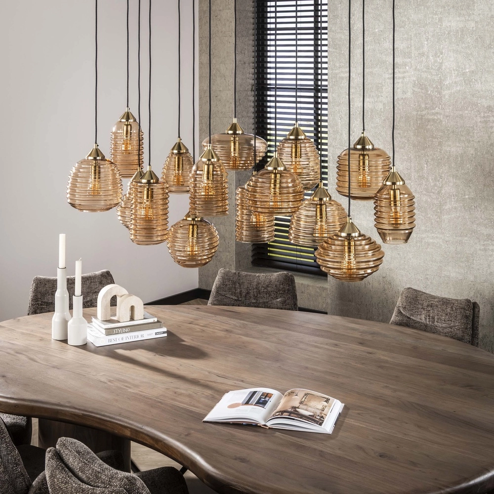 15-Licht Pendellampe Rib Geripptes Glas Lyora 8716803511132