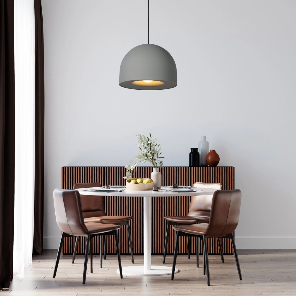 Moderne graue Beton-Pendellampe Akron Ø 50cm - 1x E27 Premium by Lucide 5411212202109