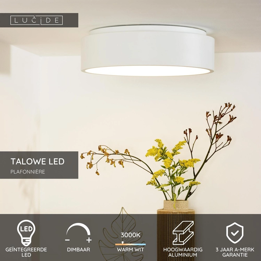 Deckenlicht Talowe Led Ø 45,5 cm weiß Lucide 5411212460233