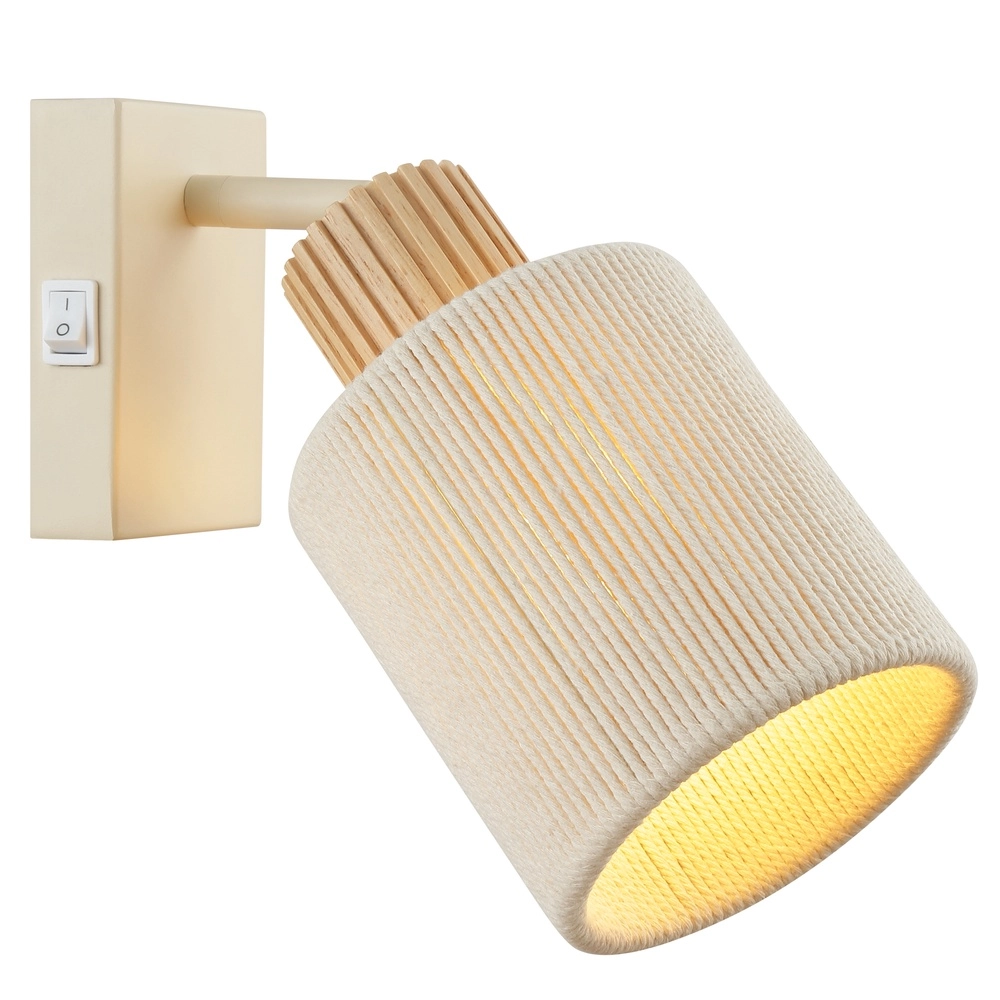 Wandlicht Arlo Sand braun mit Holz und Schalter