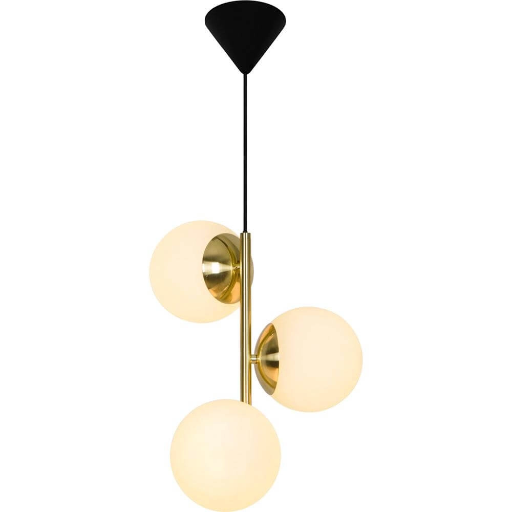 Pendelleuchte Lilly 3-flammiges Gold mit weißer Kugel Nordlux 5701581459083