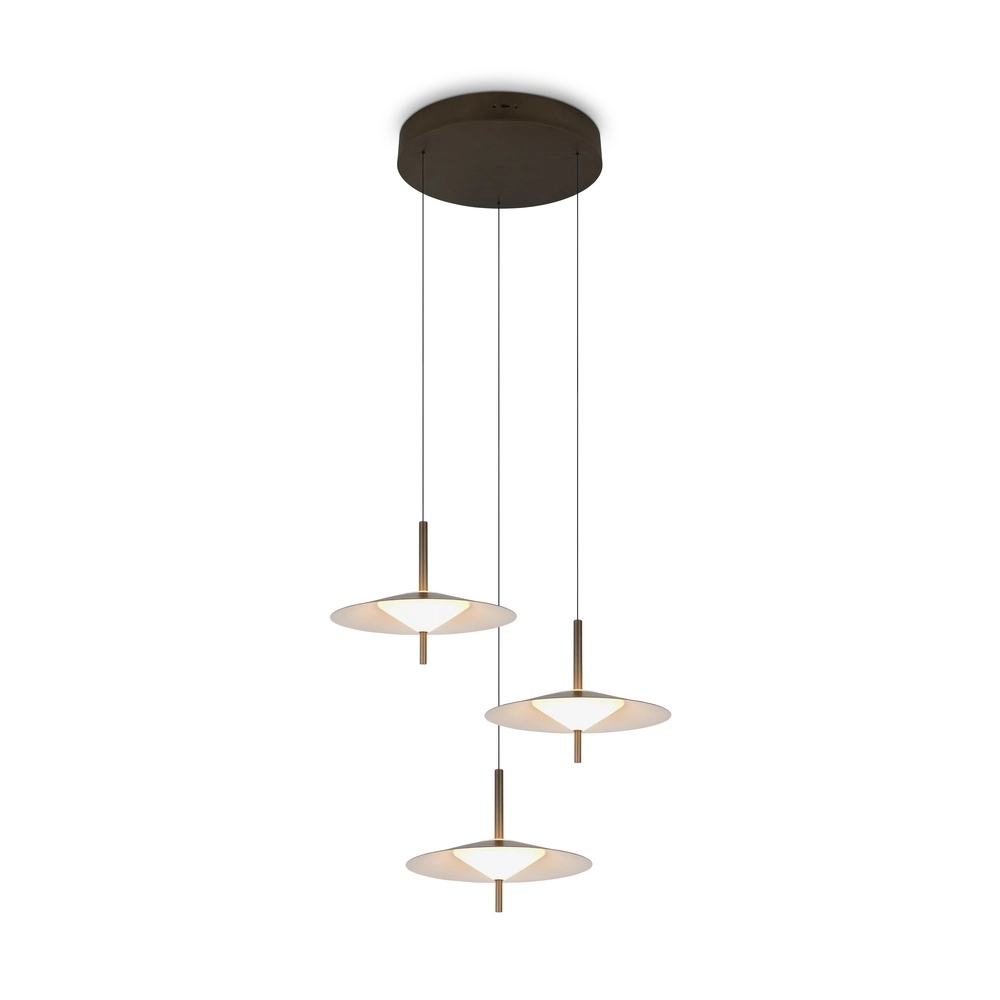 Design-Pendellampe Amalo 3-hell platinbraun, rund Ø 67 cm.