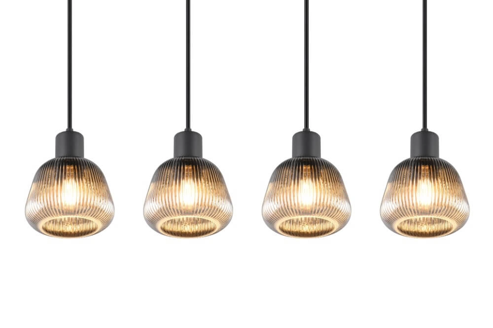Esstisch-Hängelampe Tarifa mit geripptem Glas Trio 4017807615814