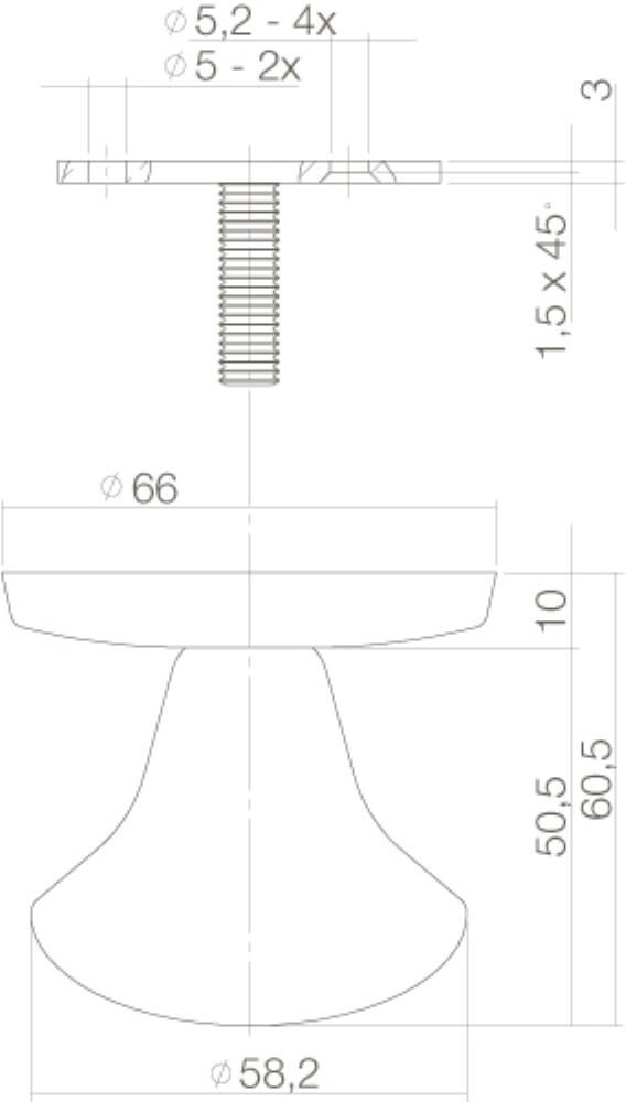 Türknauf vorne Paddenstoel Einseitige Montage schwarz Intersteel 8714186408926